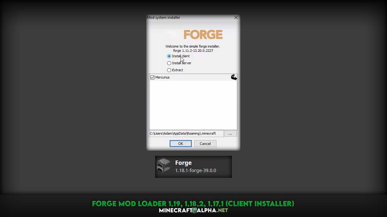 Forge Mod Loader 1.19, 1.18.2, 1.17.1 (Client Installer)