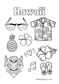 Hawaii stuff coloring page for kids