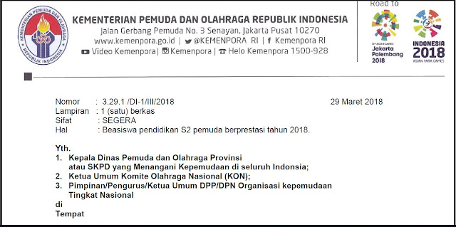 Program Pendidikan Pascasarjana Beasiswa S Program Bantuan Pendidikan Pascasarjana Beasiswa S2 Kemenporan Tahun 2018