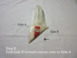 Step 8. Fold Side B bottom corner over to Side A.