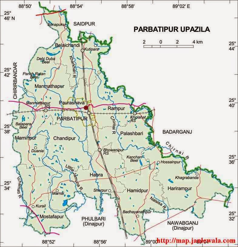 parbatipur upazila map of bangladesh