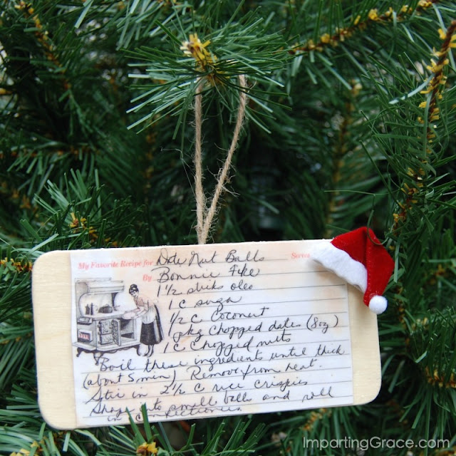 Christmas recipe card ornament