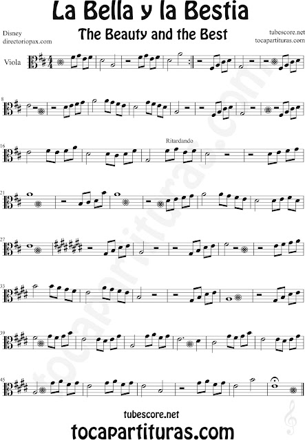 Partitura de La Bella y la Bestia para Viola by Disney The Beauty and the Beast Sheet Music for Viola Music Scores