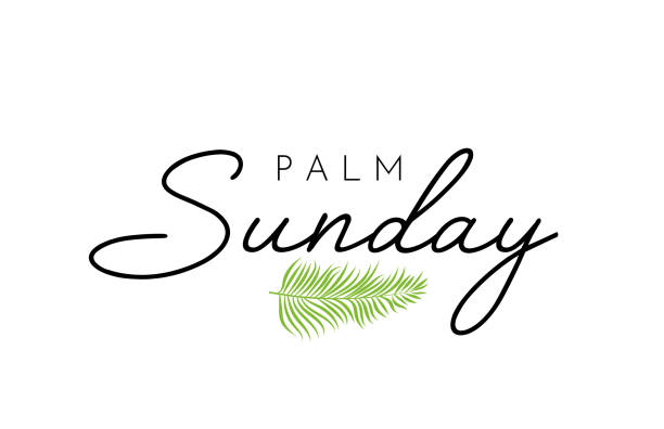 Palm Sunday lettering card with palm leaf