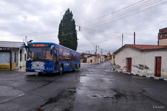 Bus stop at the final station in Akrotiri, Limassol