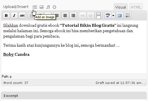  kemudian di bab tengah akan muncul kotak text editor kawasan anda menulis postingan Membuat dan Mengedit Posting