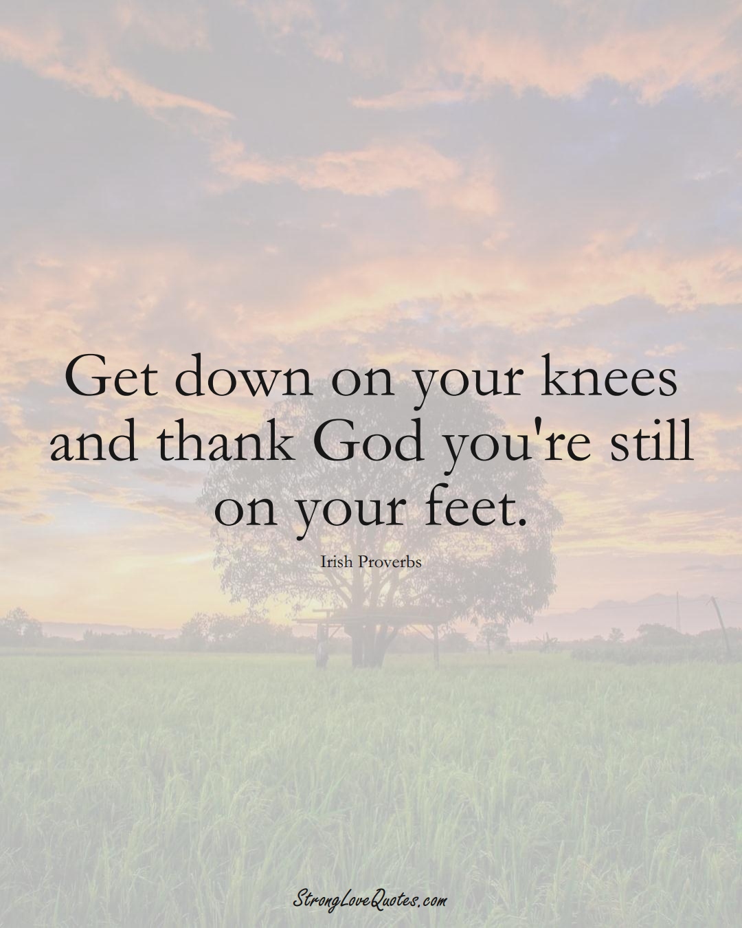 Get down on your knees and thank God you're still on your feet. (Irish Sayings);  #EuropeanSayings