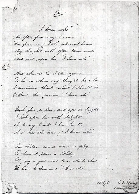 Poema escrito por Young, “I know who”, em 15/8/1881.