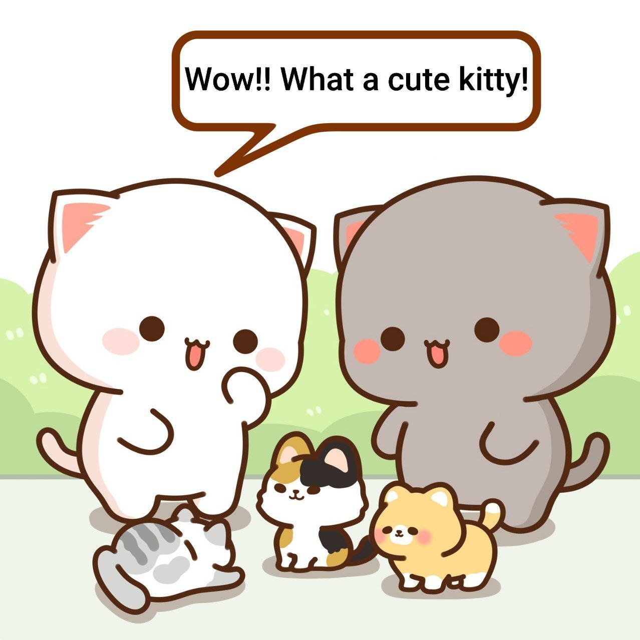 Peach and Goma with cute kittens