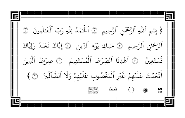 Surat Al Fatihan diketik dengan Quran in Word 2018