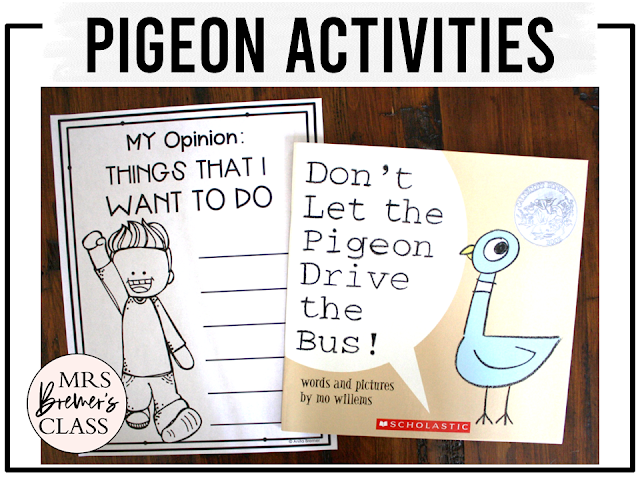 Pigeon book study activities unit with literacy printables, reading companion activities, and a craft for ANY Mo Willems Pigeon book in the series for Kindergarten and First Grade