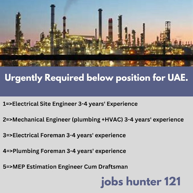 Urgently Required below position for UAE.