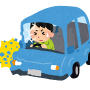 車の交通事故のイラスト（男性）