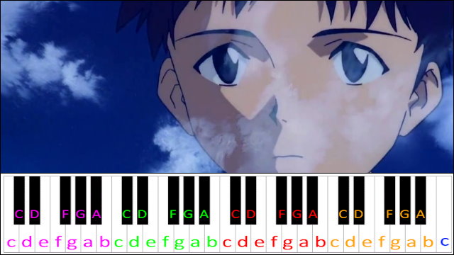 Cruel Angel's Thesis (Neon Genesis Evangelion Theme) Hard Version Piano / Keyboard Easy Letter Notes for Beginners