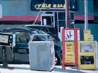 News racks, 18 x 24 inches, oil on canvas, 2011, David Dunn