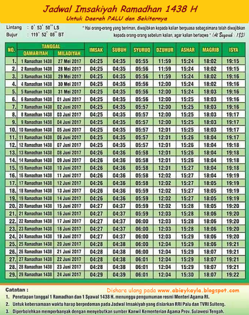 Jadwal Buka Puasa 2017 Hari Ini dan Imsakiyah Ramadhan 1438 H 