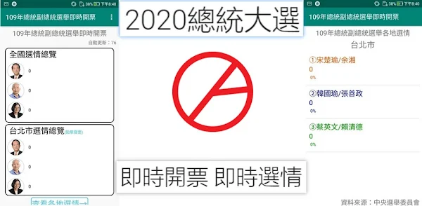 2020 總統開票App與YouTube直播頻道