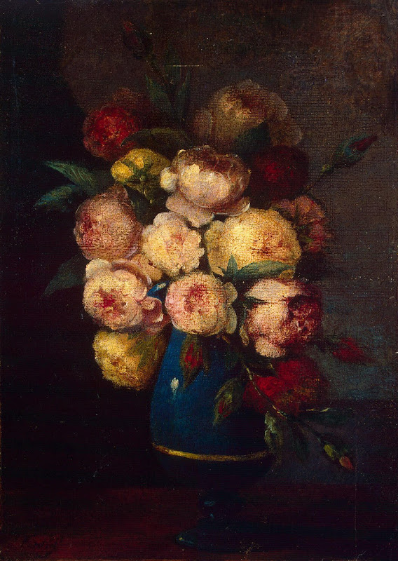 Peonies in a Vase by Henri Fantin-Latour - Still Life, Flowers paintings from Hermitage Museum