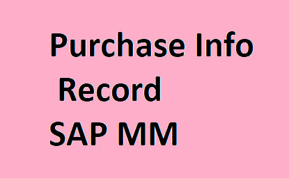 Purchase Info Record SAP MM