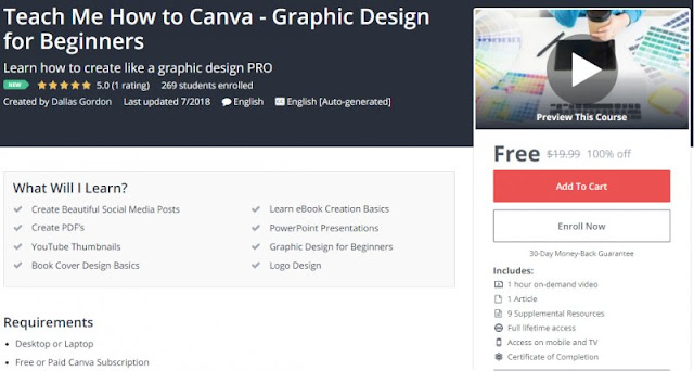 [100% Off] Teach Me How to Canva - Graphic Design for Beginners| Worth 19,99$ 