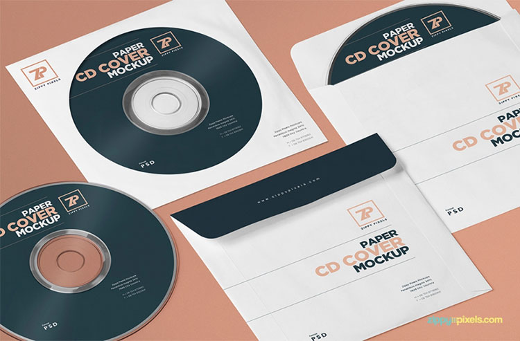 Free PSD Paper CD Cover Mockup