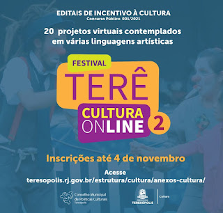 Inscrições para Festival Terê Cultura Online 2 seguem até 4 de novembro