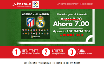 Sportium Super cuota 7 Atletico gana Real Madrid 4 octubre