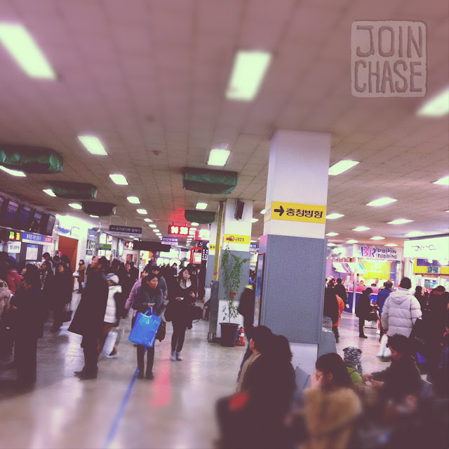 Inside Nambu Bus Terminal on a Sunday afternoon in Seoul, South Korea.