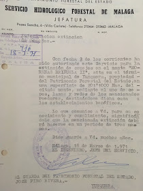 Oficio autorizando descaste de conejops en  las Morena, 18/03/1971.
