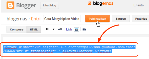 Cara Menyisipkan Video Youtube kedalam Postingan