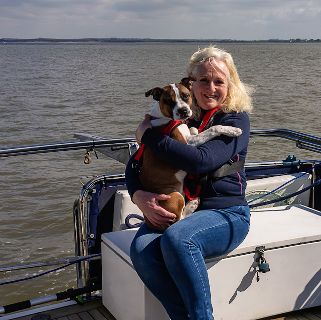 Photo of Ruby on my lap on the aft deck