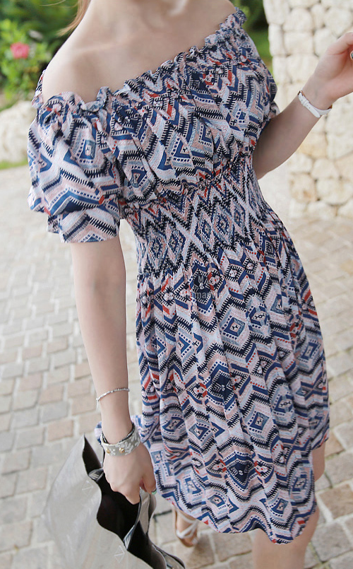 Off-Shoulder Shirred Dress