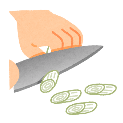 斜め切りのイラスト（野菜の切り方）