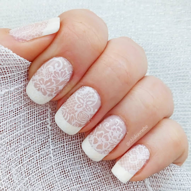 Light Pink Lace Bridal Nails