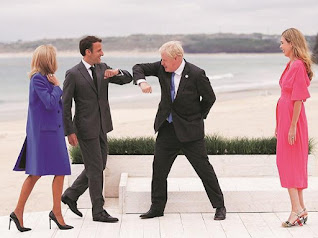 Boris karate chops Macron at the G7 conference