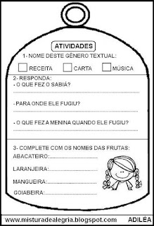 Atividades com música na educação infantil,sabiá lá na gaiola