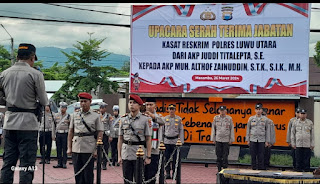 Kapolres  Luwu Utara Pimpin Upacara Serah Terima Jabatan Kasat Reskim