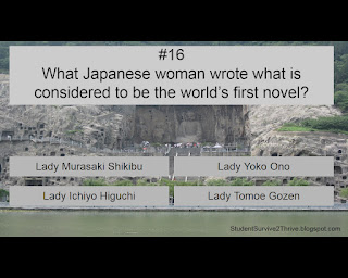 What Japanese woman wrote what is considered to be the world’s first novel? Answer choices include: Lady Murasaki Shikibu, Lady Yoko Ono, Lady Ichiyo Higuchi, Lady Tomoe Gozen