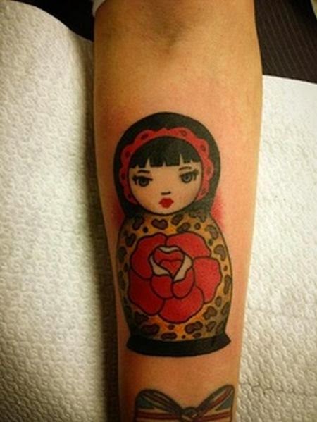 Women Hand Russian Doll Tattoo, Russian Doll Women Tattoo Designs, Women Hand Russian Tattoo Design, Russian Doll On Girl Hand Tattoo, Women, Parts, Animal,