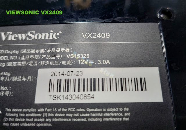 VIEWSONIC（優派）型號：VX2409，一啟動、藍燈號