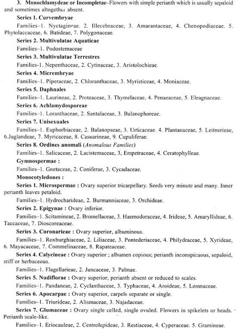 BENTHAM AND HOOKER SYSTEM OF CLASSIFICATION