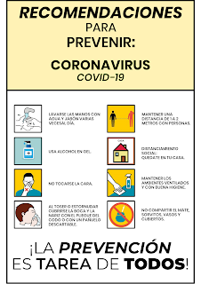 Afiche - Recomendaciones para prevenir: Coronavirus COVID-19