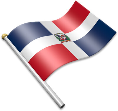 The Dominican flag on a flagpole clipart image