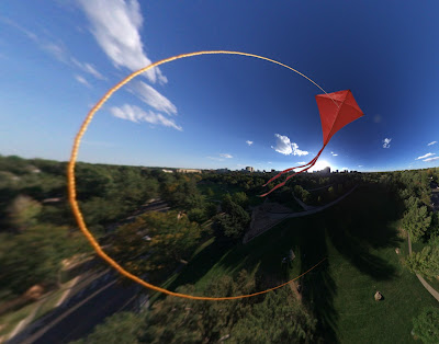 360 Image of kite above Wallace Park