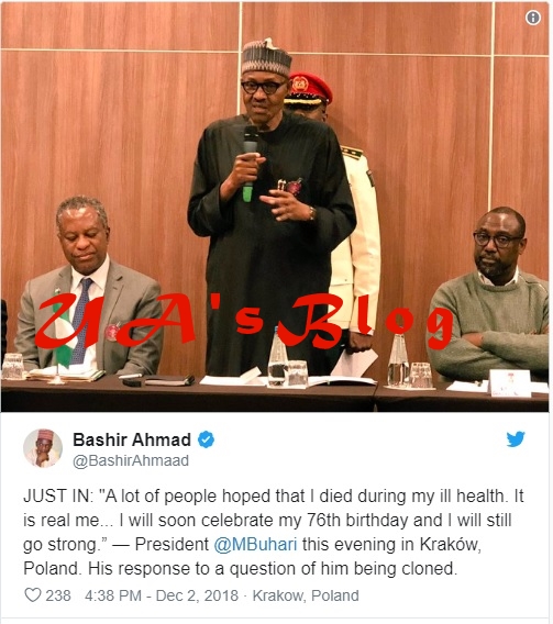 Finally, Buhari addresses rumours of being cloned in Poland