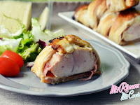 Hojaldre relleno de queso y solomillo de pavo | Puff pastry stuffed with cheese and turkey 