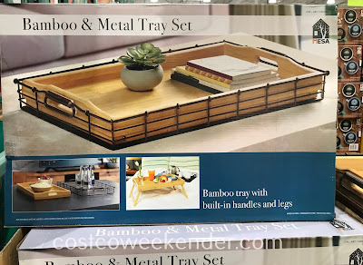 Easily serve breakfast in bed with the Mesa Bamboo and Metal Tray Set