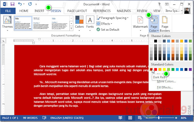 Cara mengganti warna halaman word
