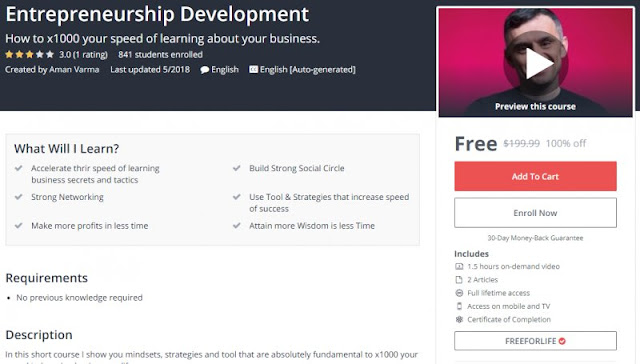 [100% Off] Entrepreneurship Development| Worth 199,99$ 