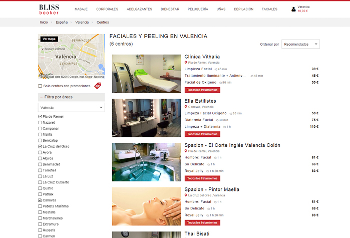 Comprar tratamientos belleza por internet facil y con descuentos Valencia Madrid Barcelona Sevilla Bilbao Alicante